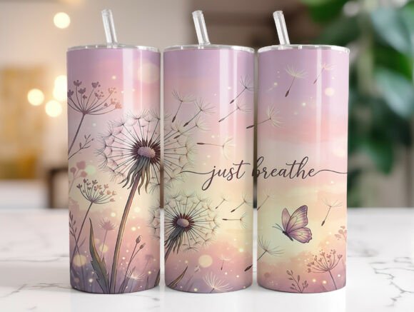 Dandelion Just Breathe Quote Tumbler PNG Review
