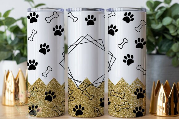Dog Paw Gold Glitter Tumbler Wrap PNG Review