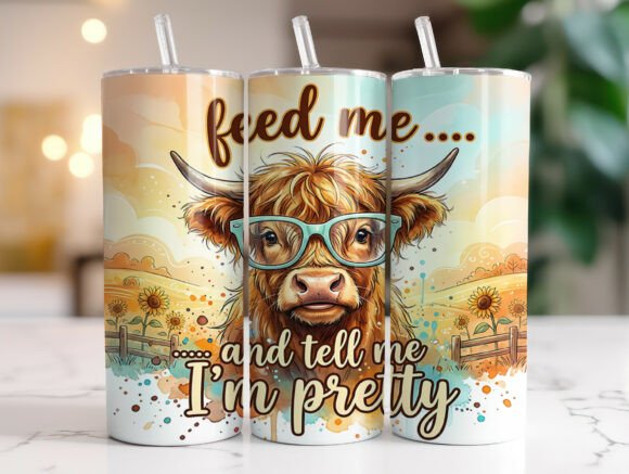 Funny Highland Cow Tumbler Wrap PNG Review