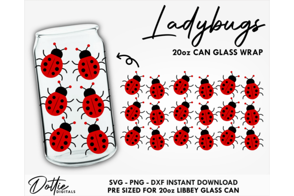 Lady Bug 20oz Glass Can Wrap SVG Review