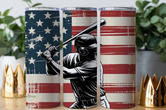 Patriotic Baseball Batter Tumbler Wrap