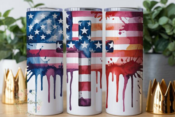 Patriotic Cross Watercolor Tumbler Design Review