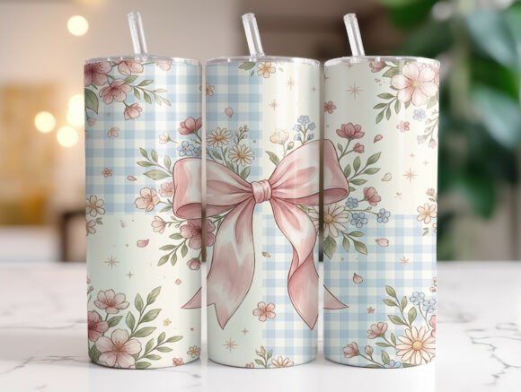 Pink Bow Gingham Flowers Ribbon Tumbler Review