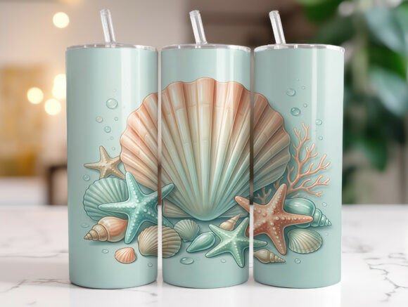 Seashell Starfish Tumbler Wrap PNG Review