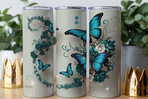 Teal Butterfly Floral Glitter Tumbler Review