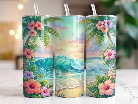 Tropical Ocean Wave Floral Tumbler Wrap Review