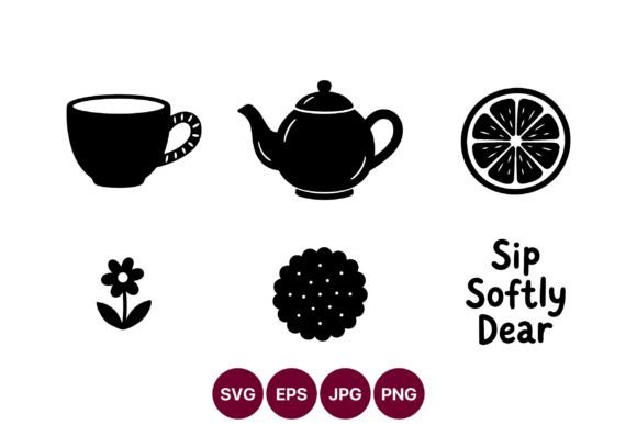 Vector Art Icons of Tea Cup Teapot Review